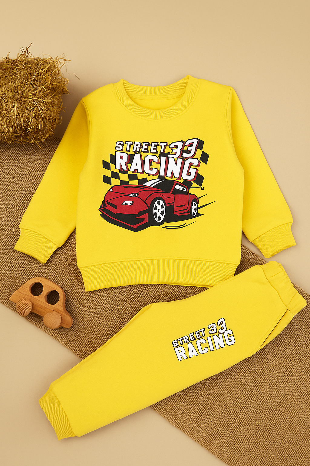 Graphic Car  Sweatshirt with Trouser(2 piece) _ Yellow