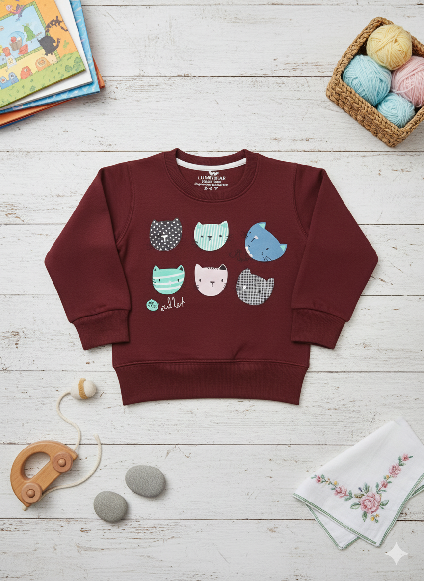 Graphic Cats Sweatshirt _ Maroon
