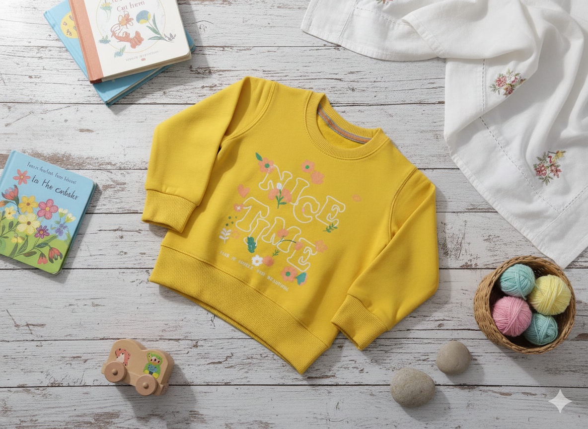 Graphic Flower Sweatshirt _ Yellow