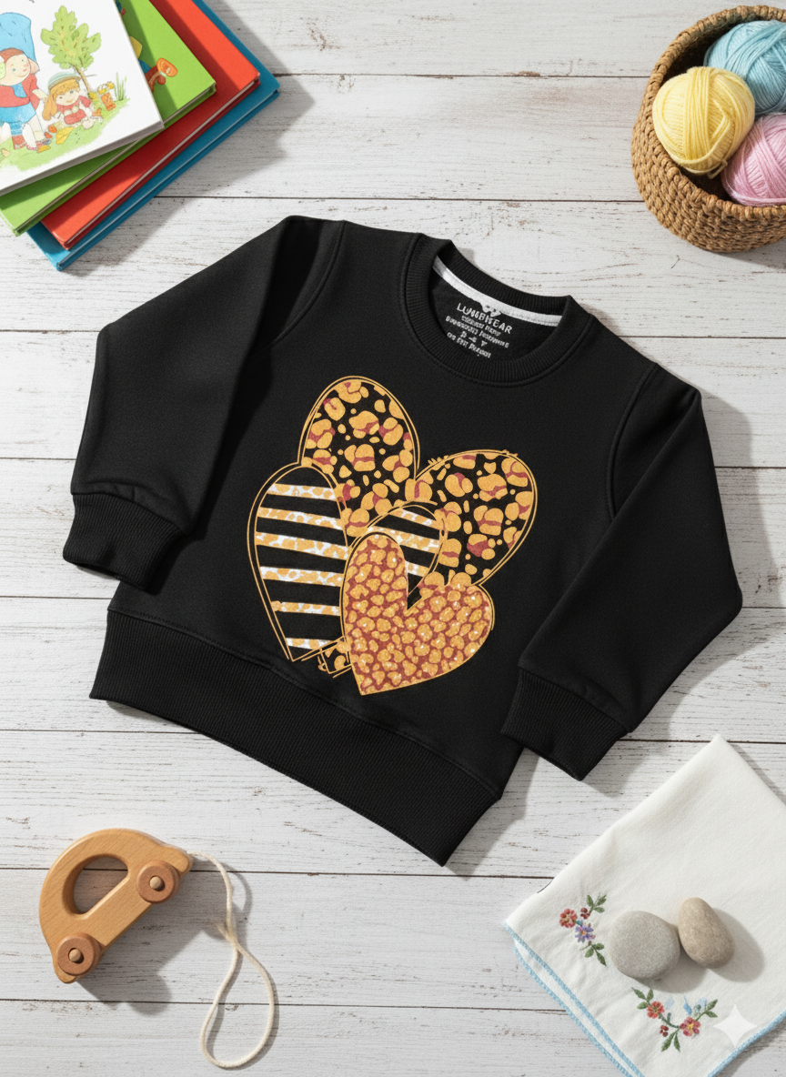 Graphic Hearts Sweatshirt _ Black
