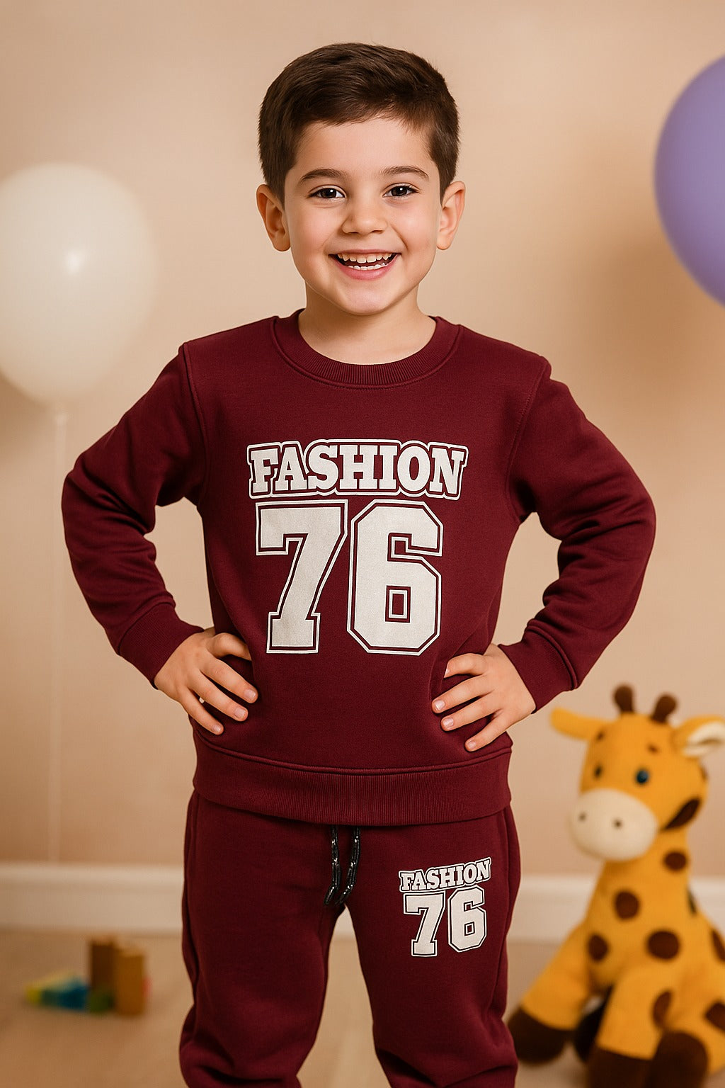 Graphic  76 Sweatshirt with Trouser(2 piece) _ Maroon