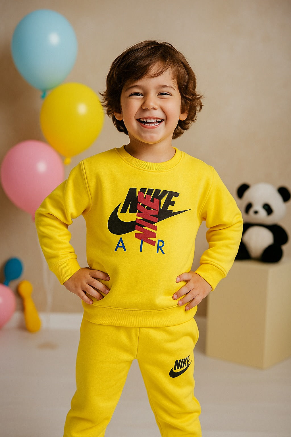 Graphic Nike Sweatshirt with Trouser(2 piece) _ Yellow