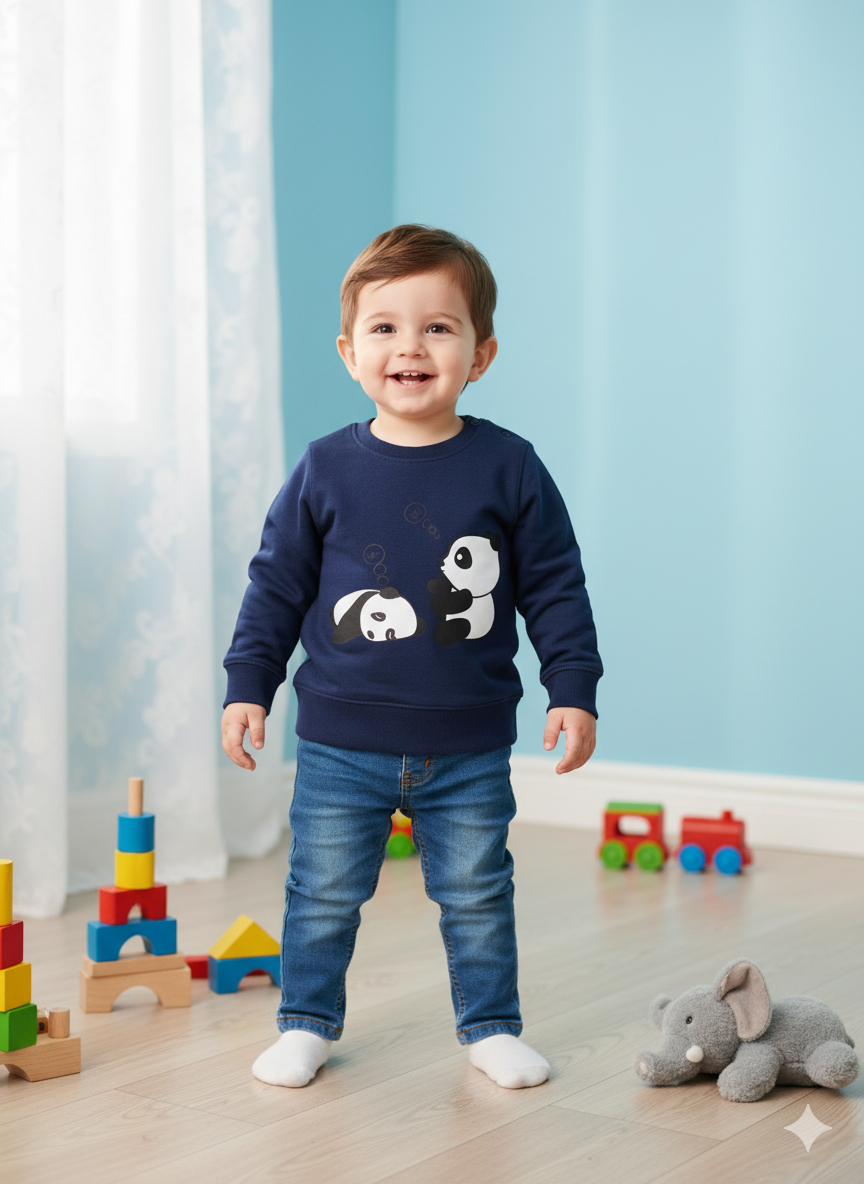 Graphic Panda Sweatshirt _ Navy