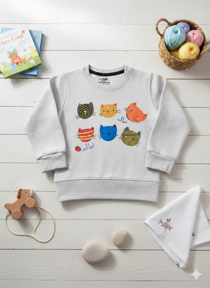 Graphic Cats Sweatshirt _ Grey