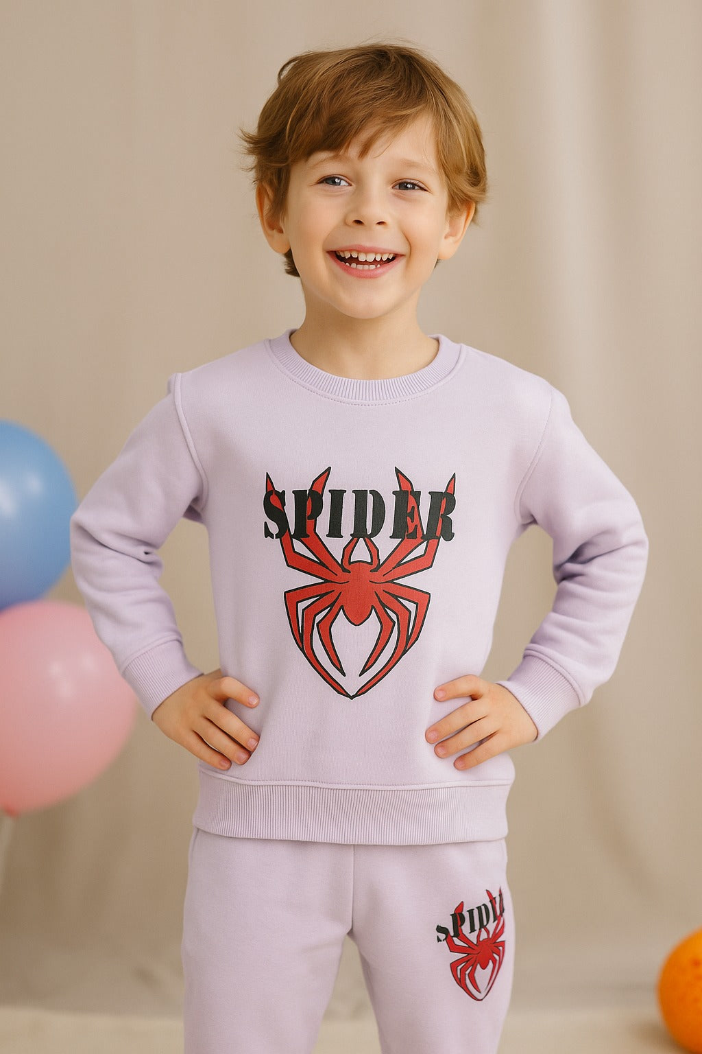 Graphic Spider Sweatshirt with Trouser(2 piece) _ Pink