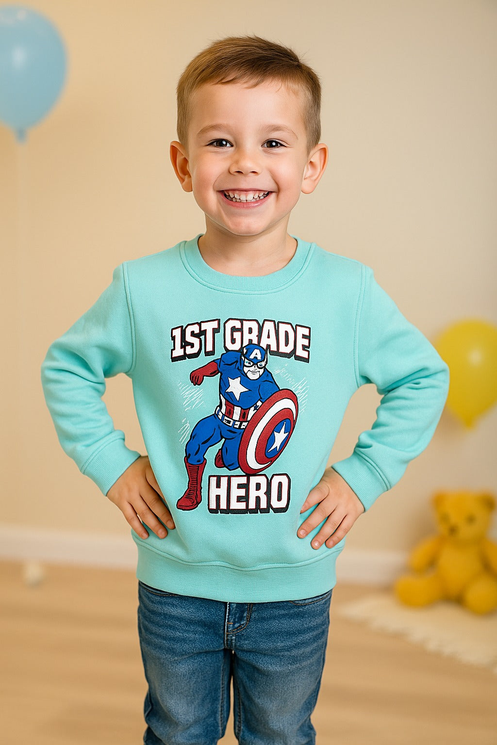 Graphic Captain America Sweatshirt _ Cyan