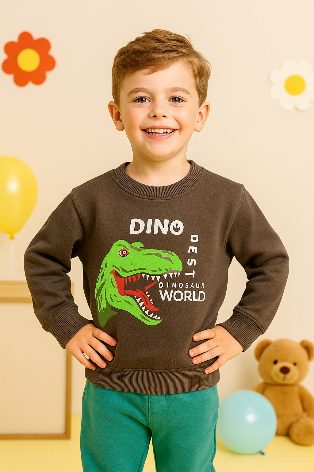 Graphic Dino Sweatshirt _ Brown