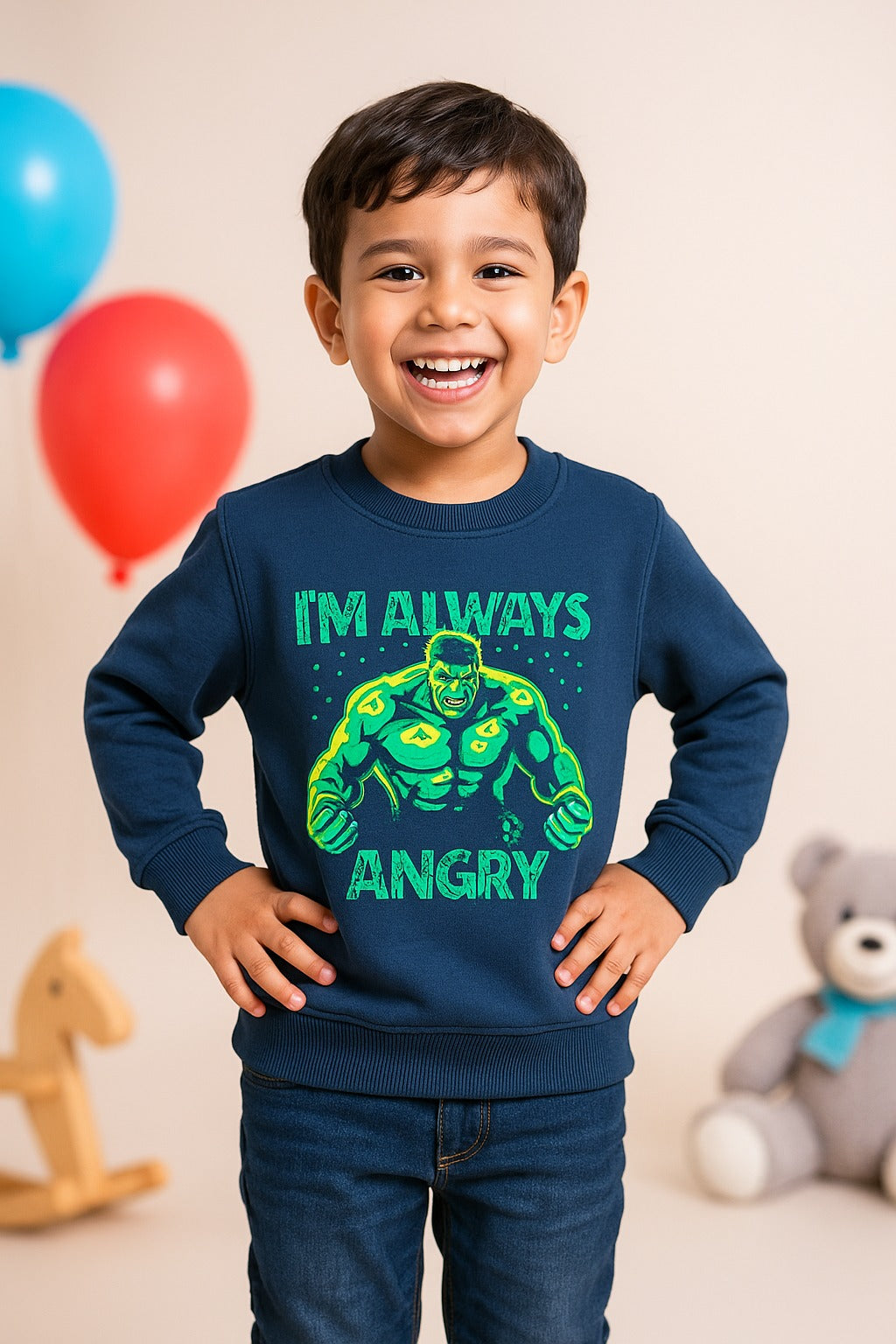 Graphic Hulk Sweatshirt _ Navy Blue